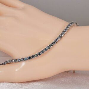 GRA Certified Rainbow Blue Moissanite 5.5 ct Tennis Bracelet 925 Sterling